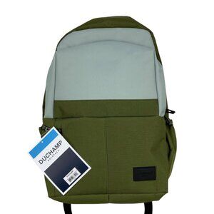 Duchamp London Two Tone Backpack Green Grey Zipper Closure Adjustable Straps BTS